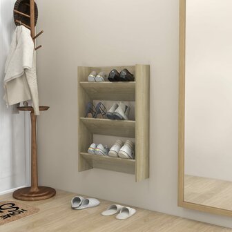 Wandschoenenkast 60x18x90 cm spaanplaat sonoma eikenkleurig 1