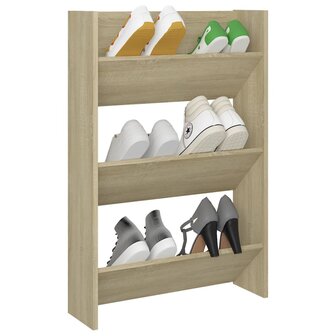 Wandschoenenkast 60x18x90 cm spaanplaat sonoma eikenkleurig 3