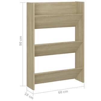 Wandschoenenkast 60x18x90 cm spaanplaat sonoma eikenkleurig 6