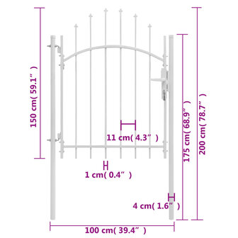 Poort 1x2 m staal wit 5