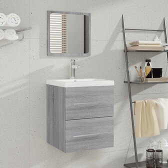 Badkamerkast met spiegel 41x38,5x48 grijs sonoma eikenkleurig  1