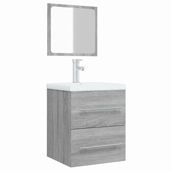 Badkamerkast met spiegel 41x38,5x48 grijs sonoma eikenkleurig  4