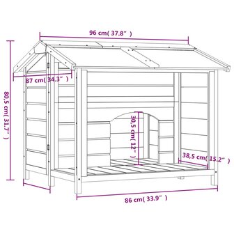 Hondenhok 96x87x80,5 cm massief grenenhout bruin 7