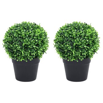 Kunstplanten met pot 2 st buxus bolvorming 32 cm groen 1