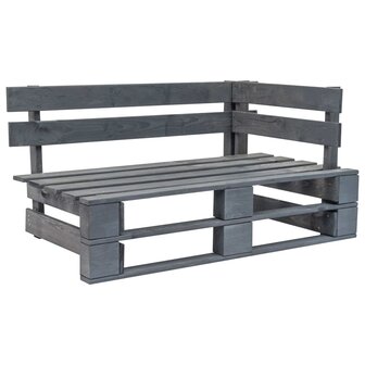 Tuinbank pallet met grijze kussens grenenhout 3