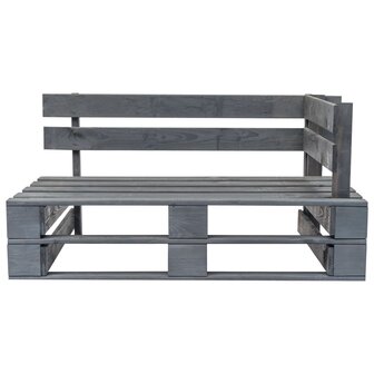 Tuinbank pallet met grijze kussens grenenhout 4