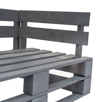Tuinbank pallet met grijze kussens grenenhout 5