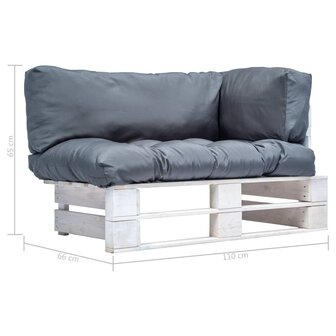 Tuinbank met grijze kussens pallet grenenhout 3