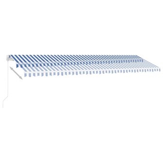 Luifel vrijstaand handmatig uittrekbaar 600x300 cm blauw en wit 4
