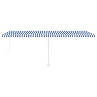 Luifel vrijstaand handmatig uittrekbaar 600x300 cm blauw en wit 5