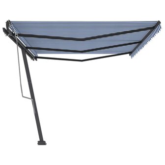 Luifel vrijstaand handmatig uittrekbaar 600x300 cm blauw en wit 4