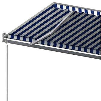 Luifel vrijstaand handmatig uittrekbaar 600x300 cm blauw en wit 6