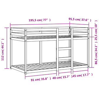 Stapelbed massief grenenhout wasbruin 90x190 cm 9