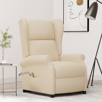 Sta-op-massagestoel stof cr&egrave;mekleurig 1