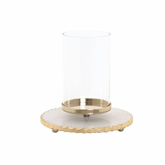 Kaarshouder Home ESPRIT Wit Gouden Kristal Marmer 25 x 25 x 27 cm 1