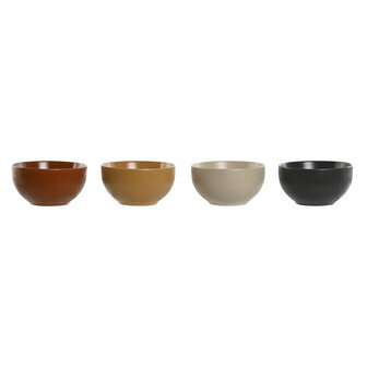 Kom Home ESPRIT Beige Grijs Mosterd Terra cotta Keramiek Scandi 480 ml 14 x 14 x 7,5 cm (4 Stuks) 1