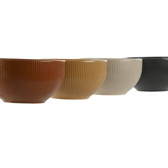 Kom Home ESPRIT Beige Grijs Mosterd Terra cotta Keramiek Scandi 480 ml 14 x 14 x 7,5 cm (4 Stuks) 2