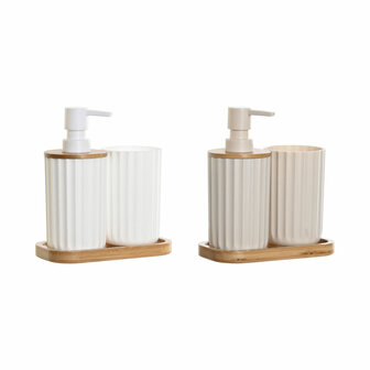 Badset DKD Home Decor Wit Beige Bamboe polyestyreen 16 x 9 x 18 cm 3 Onderdelen (2 Stuks) 1