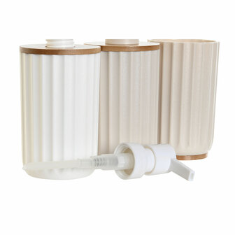 Badset DKD Home Decor Wit Beige Bamboe polyestyreen 16 x 9 x 18 cm 3 Onderdelen (2 Stuks) 3