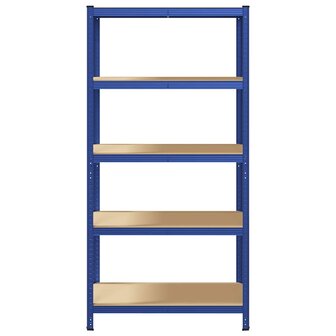 Opbergrek 5-laags staal &amp; bewerkt hout blauw 4