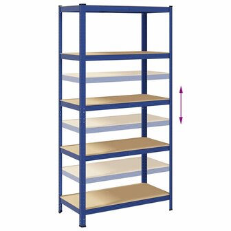 Opbergrek 5-laags staal &amp; bewerkt hout blauw 8