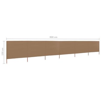 Windscherm 6-panelen 800x120 cm stof taupe 6