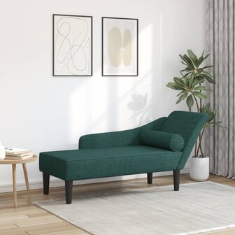 Chaise longue met kussens stof donkergroen 1
