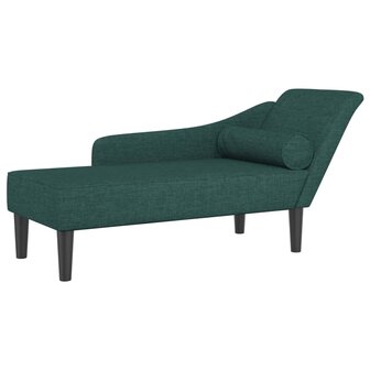 Chaise longue met kussens stof donkergroen 2