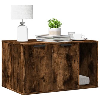 Kattenbakkast 80x50x45 cm bewerkt hout gerookt eikenkleurig 1