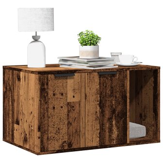 Kattenbakkast 80x50x45 cm bewerkt hout oud houtkleurig 1