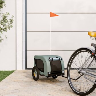 Hondenfietstrailer oxford stof en ijzer grijs en zwart 1