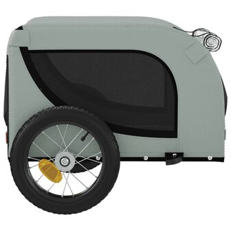 Hondenfietstrailer oxford stof en ijzer grijs en zwart 6
