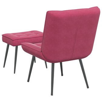 Relaxstoel met voetenbank fluweel wijnrood 8