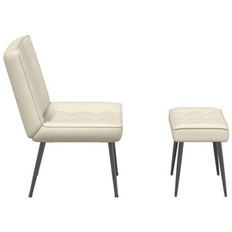 Relaxstoel met voetenbank fluweel cr&egrave;mekleurig 7