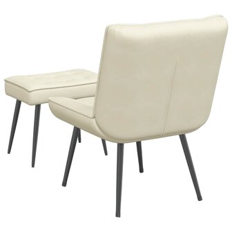 Relaxstoel met voetenbank fluweel cr&egrave;mekleurig 8