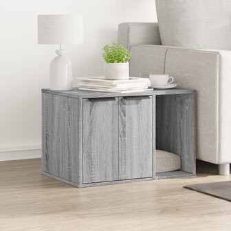 Kattenbakkast 60x40x40 cm bewerkt hout grijs sonoma eikenkleur 3