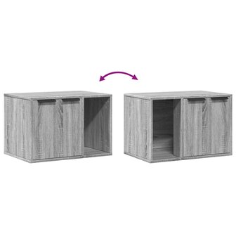 Kattenbakkast 60x40x40 cm bewerkt hout grijs sonoma eikenkleur 8