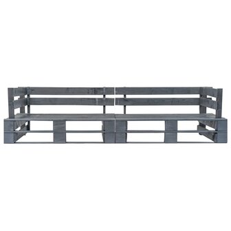 2-delige Tuinbankenset pallet met zandkleur kussens grenenhout 4