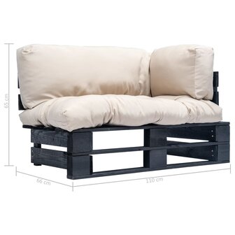 Tuinbank pallet met zandkleurige kussens grenenhout 5