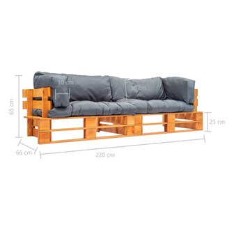 2-delige Bankenset pallet met grijze kussens grenenhout 5
