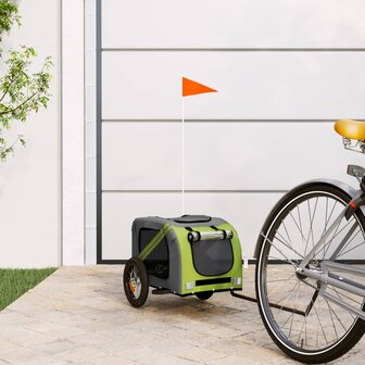 Hondenfietstrailer oxford stof en ijzer groen en grijs 1