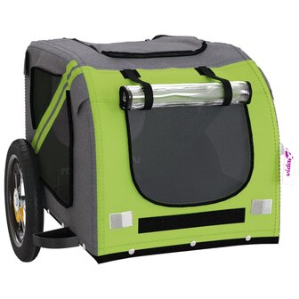 Hondenfietstrailer oxford stof en ijzer groen en grijs 5
