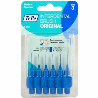 Interdentale borstels Tepe Blauw 0,6 mm 6 Stuks 1