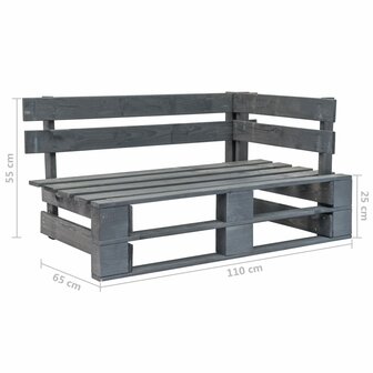 Tweezitsbank pallet met kussens grijs ge&iuml;mpregneerd grenenhout 7
