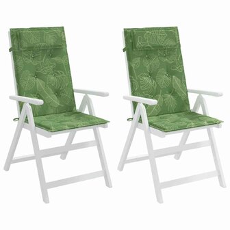 Stoelkussens 2 st hoge rug bladpatroon oxford stof 4