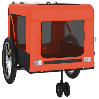 Hondenfietstrailer oxford stof en ijzer oranje en zwart 6