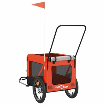 Hondenfietstrailer oxford stof en ijzer oranje en zwart 9