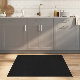 Vloerkleed vierkant 100x100 cm bamboe zwart 1