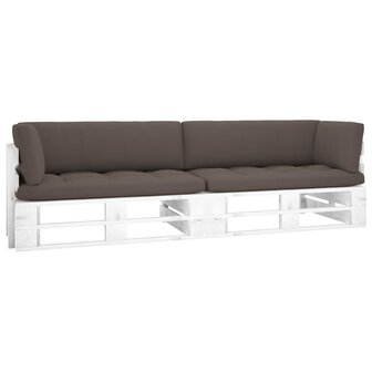 Tweezitsbank pallet met kussens wit ge&iuml;mpregneerd grenenhout 1