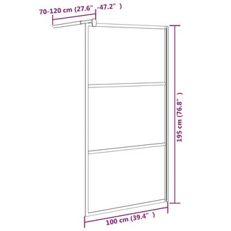 Inloopdouchewand 100x195 cm halfmat ESG-glas zwart 7